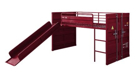 ACME Cargo Twin Loft Bed W/Slide Red Finish