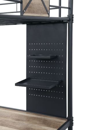 ACME Cordelia Twin Loft Bed W/Desk Antique Oak Sandy Black & Dark Bronze Hand-Brushed Finish