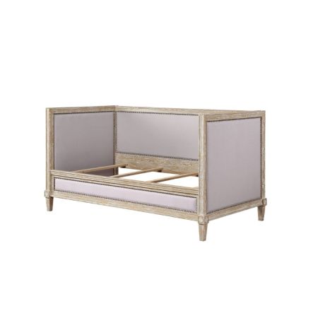 ACME Charlton Daybed (Twin) Beige Linen & Weathered Oak Finish