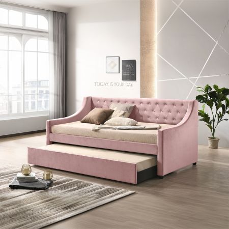 ACME Lianna Daybed W/Trundle (Twin) Pink Velvet