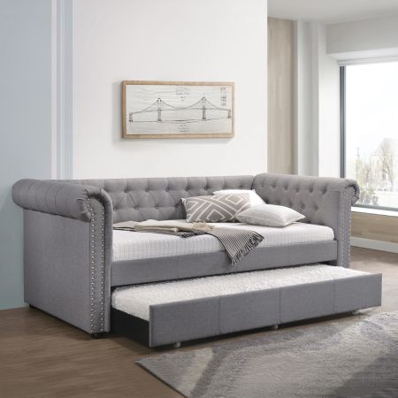 ACME Justice Daybed W/Trundle (Twin) Smoke Gray Fabric