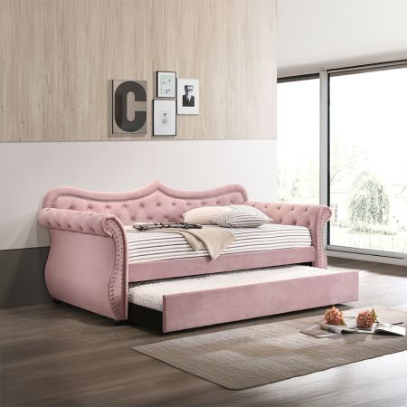 ACME Adkins Daybed W/Trundle (Twin) Pink Velvet