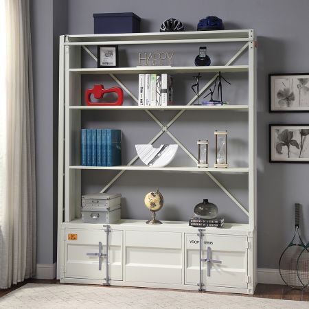 ACME Cargo Bookcase W/Ladder White Finish