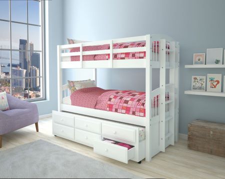 ACME Micah Twin/Twin Bunk Bed W/Trundle & Storage White Finish