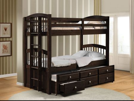 ACME Micah Twin/Twin Bunk Bed W/Trundle & Storage Espresso Finish