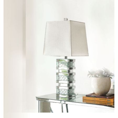 ACME Nysa Table Lamp Mirrored & Faux Crystals