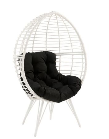 ACME Galzed Patio Lounge Chair Black Fabric & White Wicker