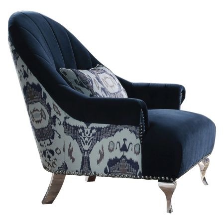 ACME Jaborosa Chair W/Pillow Blue Velvet