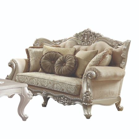 ACME Bently Loveseat W/5 Pillows(Same Lv01580) Fabric & Champagne Finish