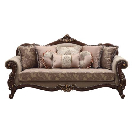 ACME Mehadi Sofa W/8 Pillows Velvet & Walnut Finish