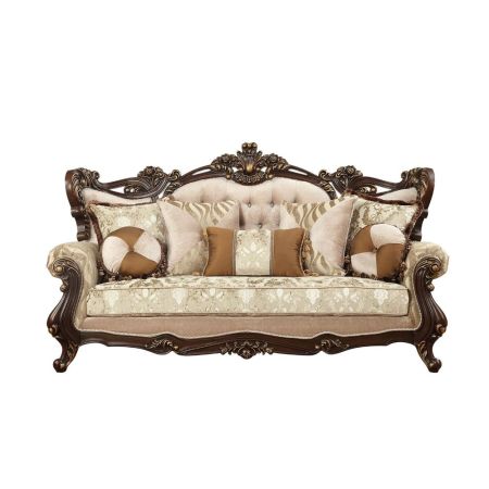 ACME Shalisa Sofa W/7 Pillows(Same Lv01585) Fabric & Walnut Finish