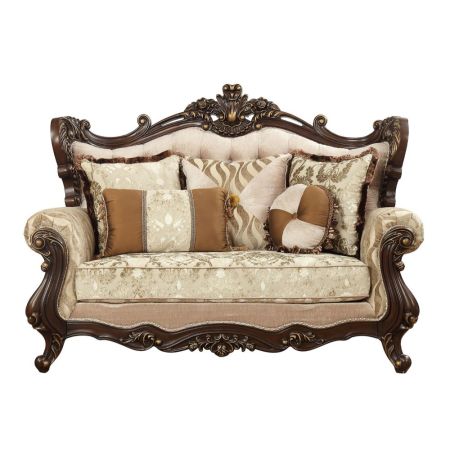 ACME Shalisa Loveseat W/5 Pillows(Same Lv01586) Fabric & Walnut Finish