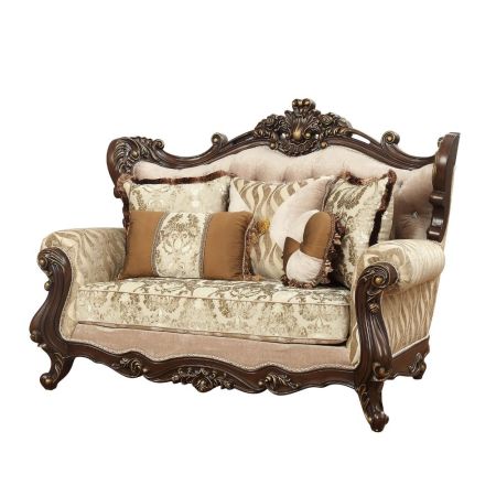 ACME Shalisa Loveseat W/5 Pillows(Same Lv01586) Fabric & Walnut Finish