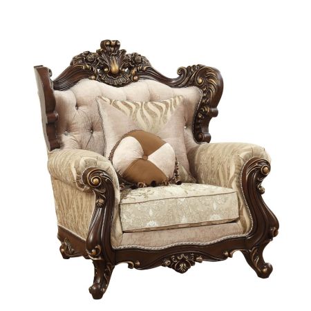 ACME Shalisa Chair W/2 Pillows(Same Lv01587) Fabric & Walnut Finish