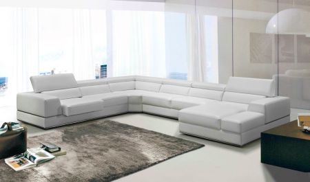 Divani Casa Pella Modern White Italian Leather Sectional Sofa