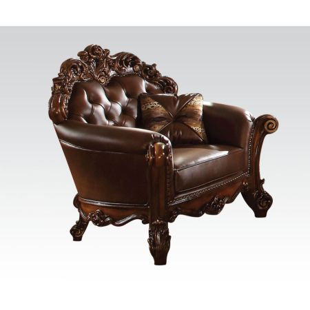 ACME Vendome Chair W/Pillow Cherry Synthetic Leather & Cherry Finish