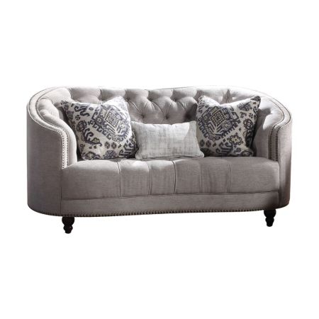 ACME Saira Loveseat W/3 Pillows Light Gray Fabric