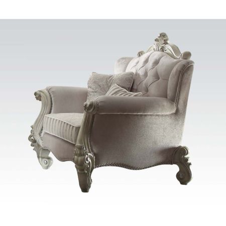 ACME Versailles Chair W/2 Pillows Ivory Fabric & Bone White Finish