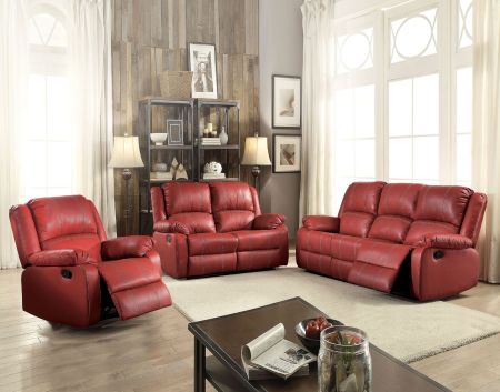 ACME Zuriel Motion Sofa Red Synthetic Leather