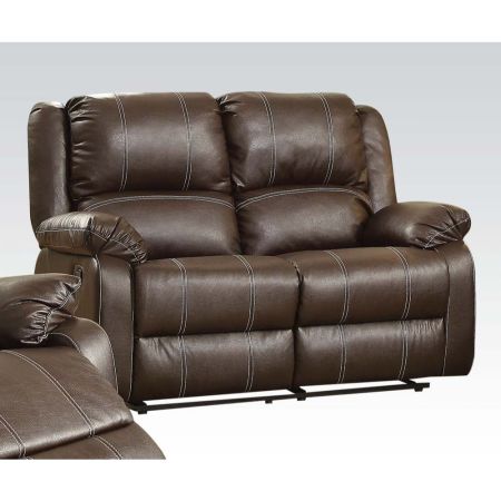 ACME Zuriel Motion Loveseat Brown Synthetic Leather