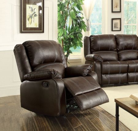 ACME Zuriel Motion Rocker Recliner Brown Synthetic Leather