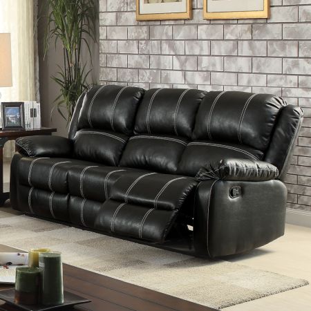 ACME Furniture Zuriel Reclining Sofa Black Synthetic Leather