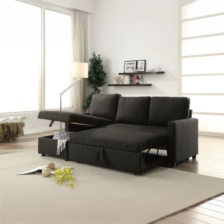 ACME Hiltons Sectional Sofa Charcoal Linen