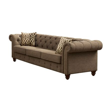 ACME Aurelia Sofa W/2 Pillows Brown Linen