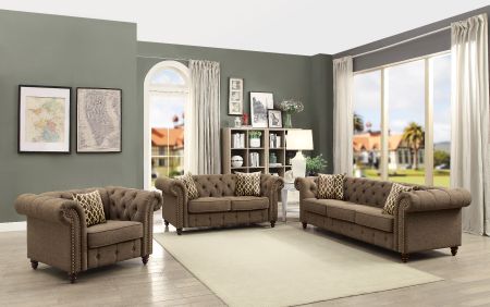 ACME Aurelia Sofa W/2 Pillows Brown Linen