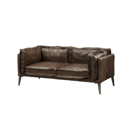 ACME Porchester Loveseat Distress Chocolate Top Grain Leather