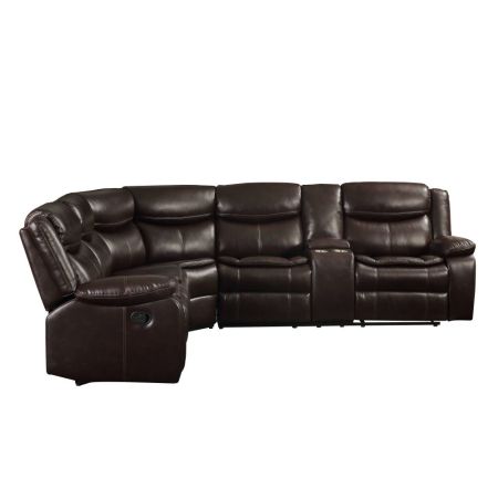 ACME Tavin Motion Sectional Sofa Espresso Leather-Aire Match