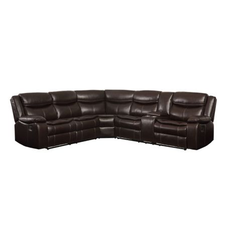 ACME Tavin Motion Sectional Sofa Espresso Leather-Aire Match