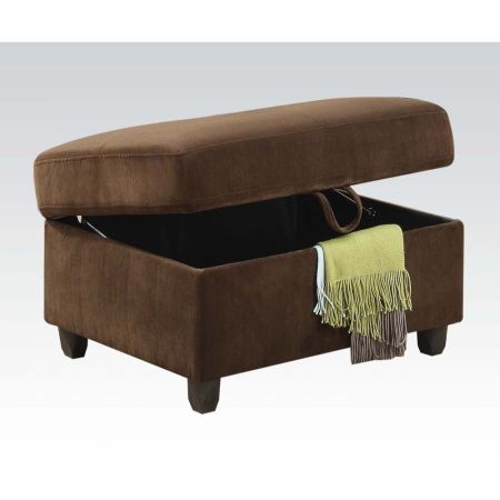 ACME Belville Ottoman W/Storage Chocolate Velvet