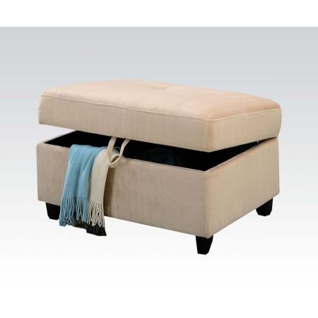 ACME Belville Ottoman W/Storage Beige Velvet