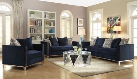 ACME Phaedra Sofa W/5 Pillows Blue Fabric