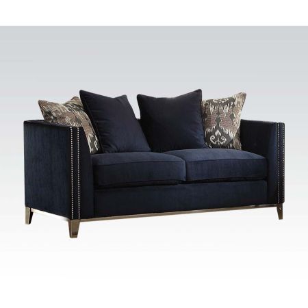 ACME Phaedra Loveseat W/4 Pillows Blue Fabric