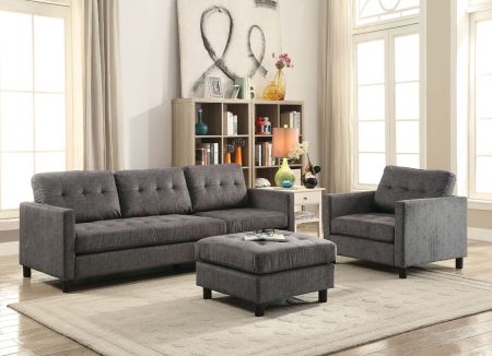 ACME Ceasar Reversible Sofa & Ottoman Gray Fabric