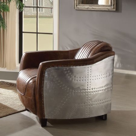 ACME Brancaster Chair Retro Brown Top Grain Leather & Aluminum