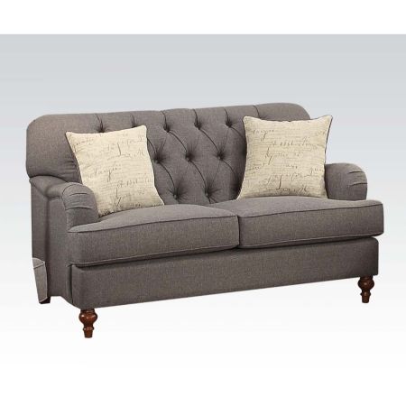 ACME Alianza Loveseat W/2 Pillows Dark Gray Fabric