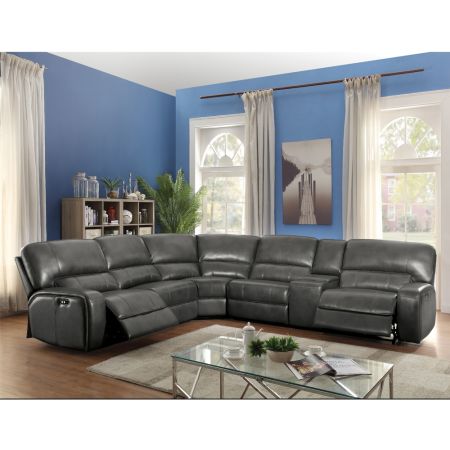 ACME Furniture Saul Reclining Sofa Gray Leather Aire