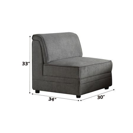 ACME Bois Modular - Armless Chair Gray Velvet