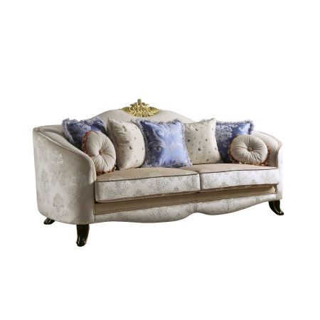 ACME Sheridan Sofa W/7 Pillows Cream Fabric