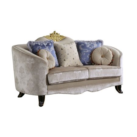 ACME Sheridan Loveseat W/5 Pillows Cream Fabric