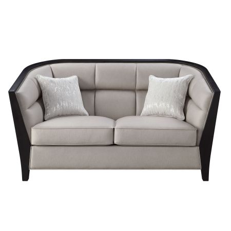 ACME Zemocryss Loveseat W/2 Pillows Beige Fabric