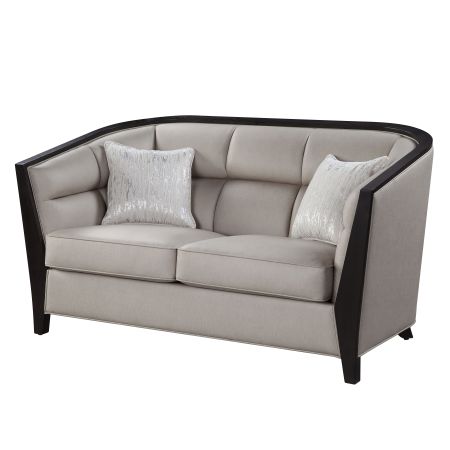 ACME Zemocryss Loveseat W/2 Pillows Beige Fabric