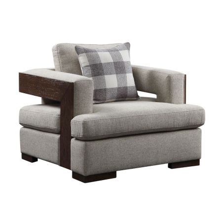 ACME Niamey Chair W/Pillow Fabric & Walnut Finish