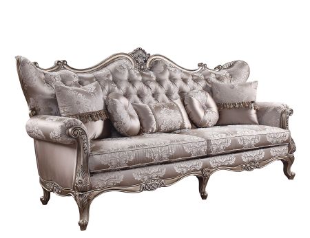 ACME Jayceon Sofa W/5 Pillows Fabric & Champagne Finish