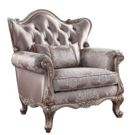 ACME Jayceon Chair W/Pillow Fabric & Champagne Finish