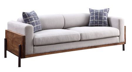 ACME Pelton Sofa W/2 Pillows Fabric & Walnut Finish