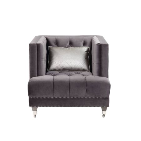 ACME Hegio Chair W/Pillow Gray Velvet